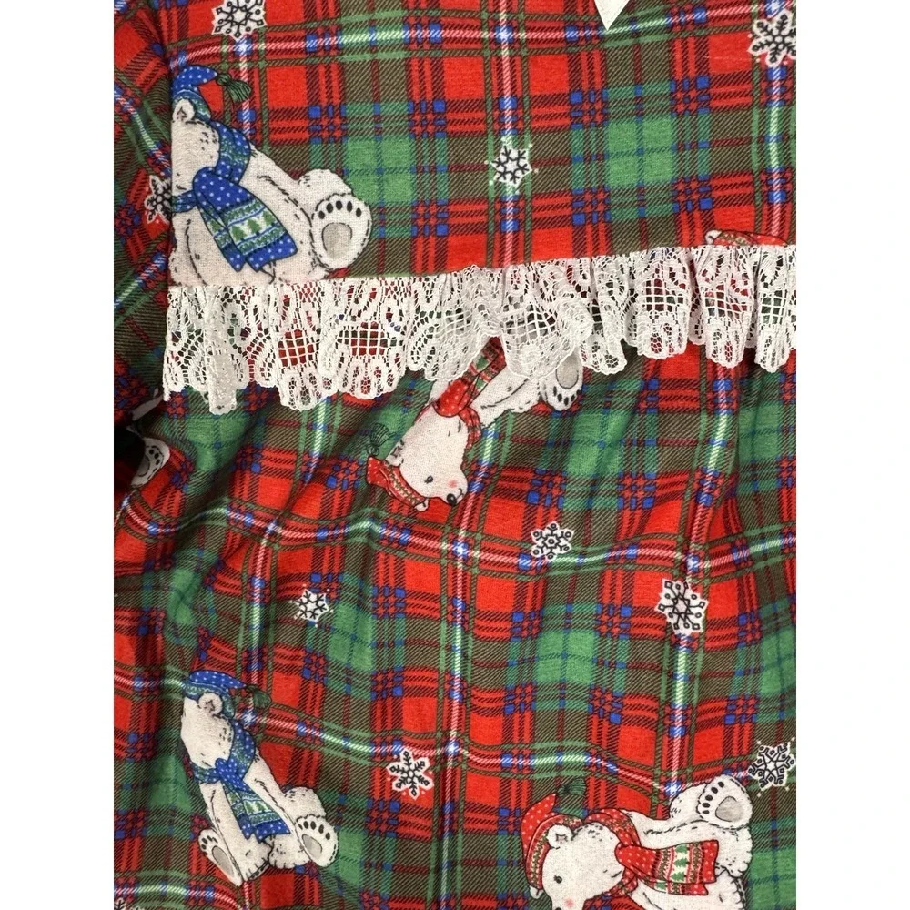 Vintage 90s Candlesticks Girls Size 10 Christmas Polar Bear Plaid New W/O Tags